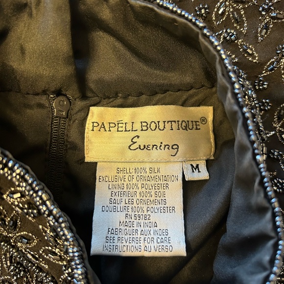 Vintage PAPELL BOUTIQUE Evening Black Silk Beaded Sleeveless Top Sz S/M Elegant - Picture 5 of 5